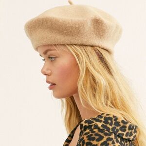Free People 100% Wool Beret Hat One Size Camel Tan